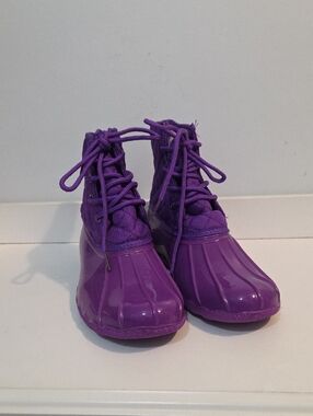 Purple Waterproof Lace-Up Rain Boots